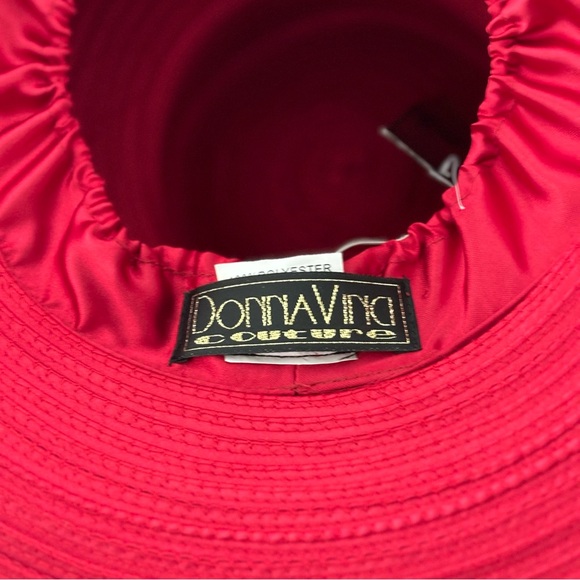 Donna Vinci Couture Red Two Tier Hat with Rhinestones - Picture 12 of 13